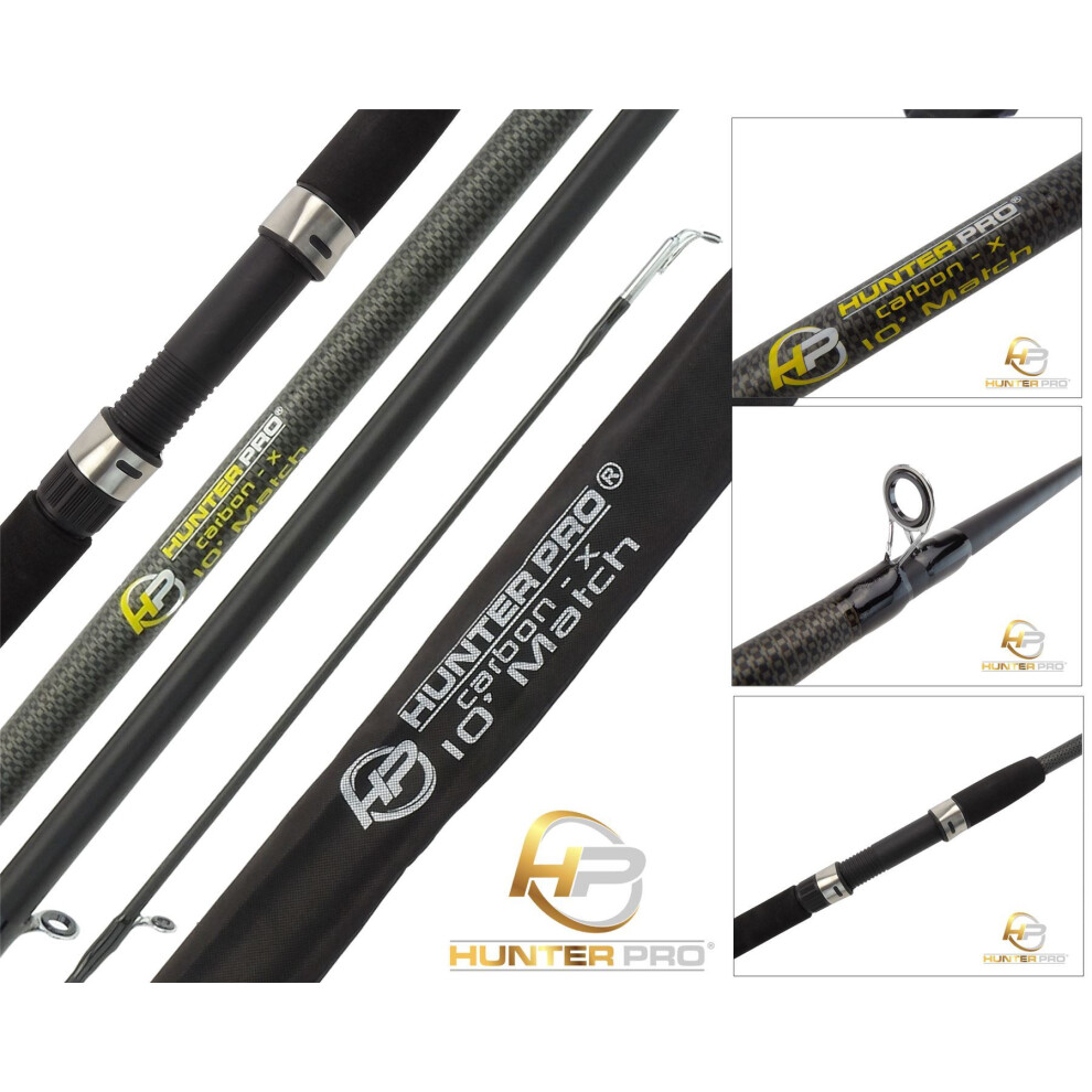 Hunter Pro 10ft Carbon Match Float Coarse Fishing Rod Carbon Black & Bag