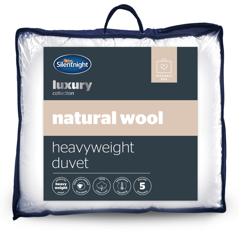 (Double, Heavyweight) Silentnight Natural Wool Duvet Temperature Regulating Cotton Cover