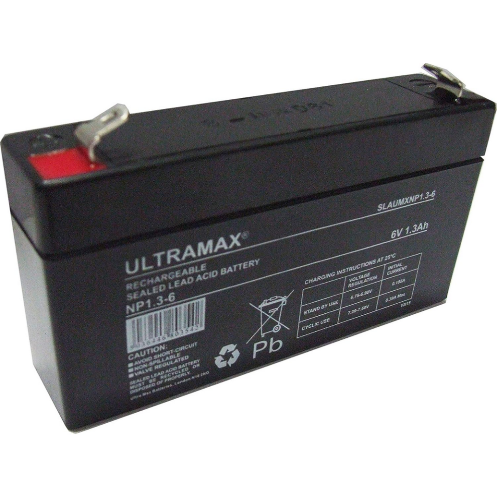 Ultramax 6V 1.3Ah NP1.3-6 Lead Acid Rechargeable Battery