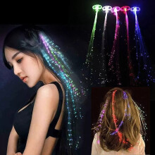 (3 X Pack) LED Fiber Optic Hairpin Light-Up Braid Luminous Hair Flashing Rave Party lot