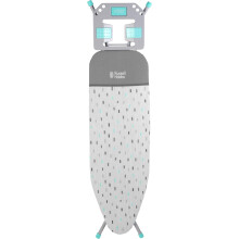 (White/Blue) Folding Ironing Board - XL Iron Rest, Compact Vertical Storage, Adjustable Height, 122 x 38cm, Anti-Slip Feet, Lightweight, Collapsible Ironing Table