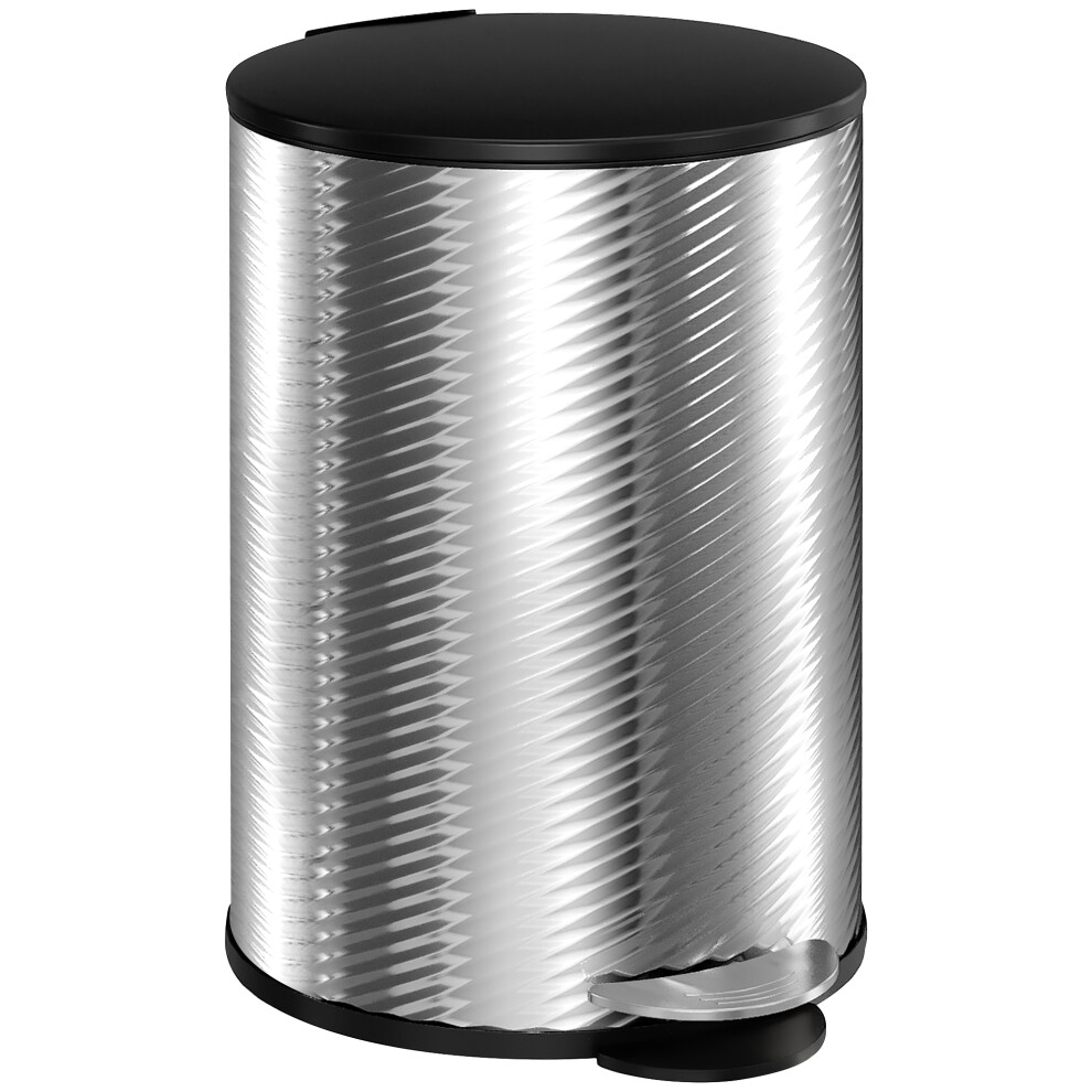 HOMCOM 20L Kitchen Pedal Bin, Stainless Steel Bin With Soft-close Lid, Silver