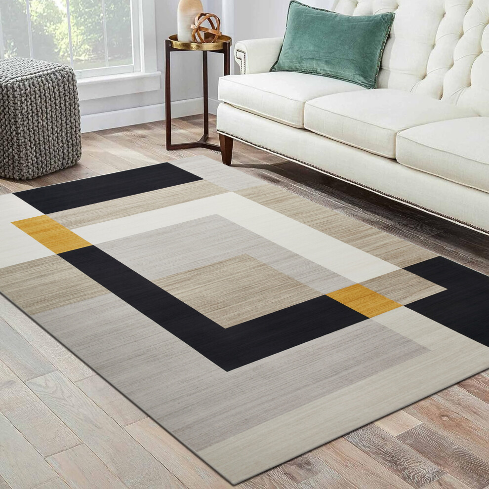 Aspire Homeware (160X230 Cm- Area Rug/Carpet, Milo) Non-Slip Area Rugs Printed Geometric Carpets Hallway Runner Silver