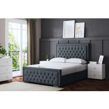 (Small Single, Steel) Allegra Upholstered Bed with Ottoman