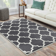 (160x230 cm- Area Rug/Carpet, AVA GREY) Non-Slip Area Rugs Printed Geometric Carpets Hallway Runner