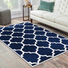 (160x230 cm- Area Rug/Carpet, AVA NAVY) Non-Slip Area Rugs Printed Geometric Carpets Hallway Runner