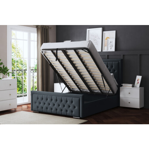 DS Living (Double, Steel) Allegra Upholstered Bed with Ottoman 2