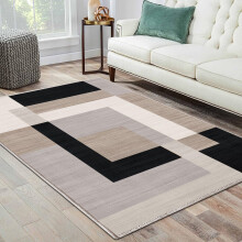 (160x230 cm- Area Rug/Carpet, MILO NEUTRAL) Non-Slip Area Rugs Printed Geometric Carpets Hallway Runner
