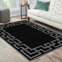 (160x230 cm- Area Rug/Carpet, NICO BLACK) Non-Slip Area Rugs Printed Geometric Carpets Hallway Runner