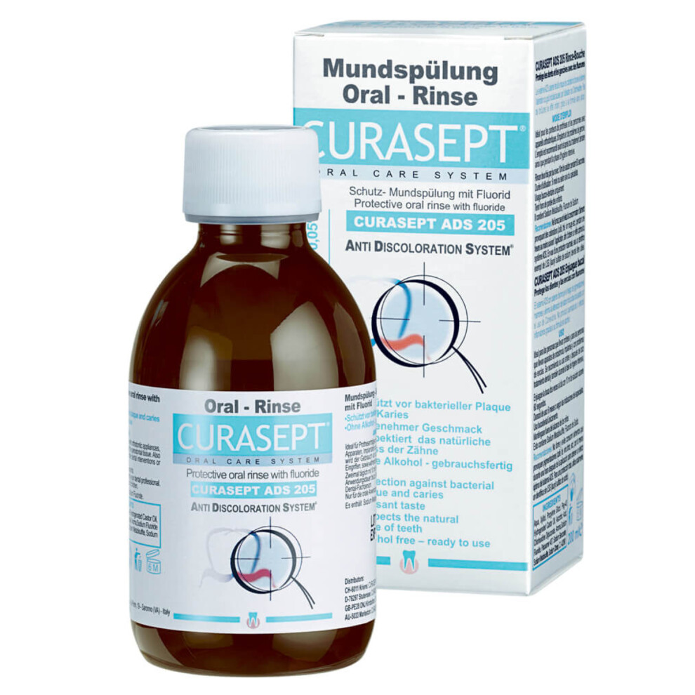Curasept Ads 205 Mouth Wash, Protection Against Bacterial Plaque, Gentle on Gums, Mild Flavor, 200ml