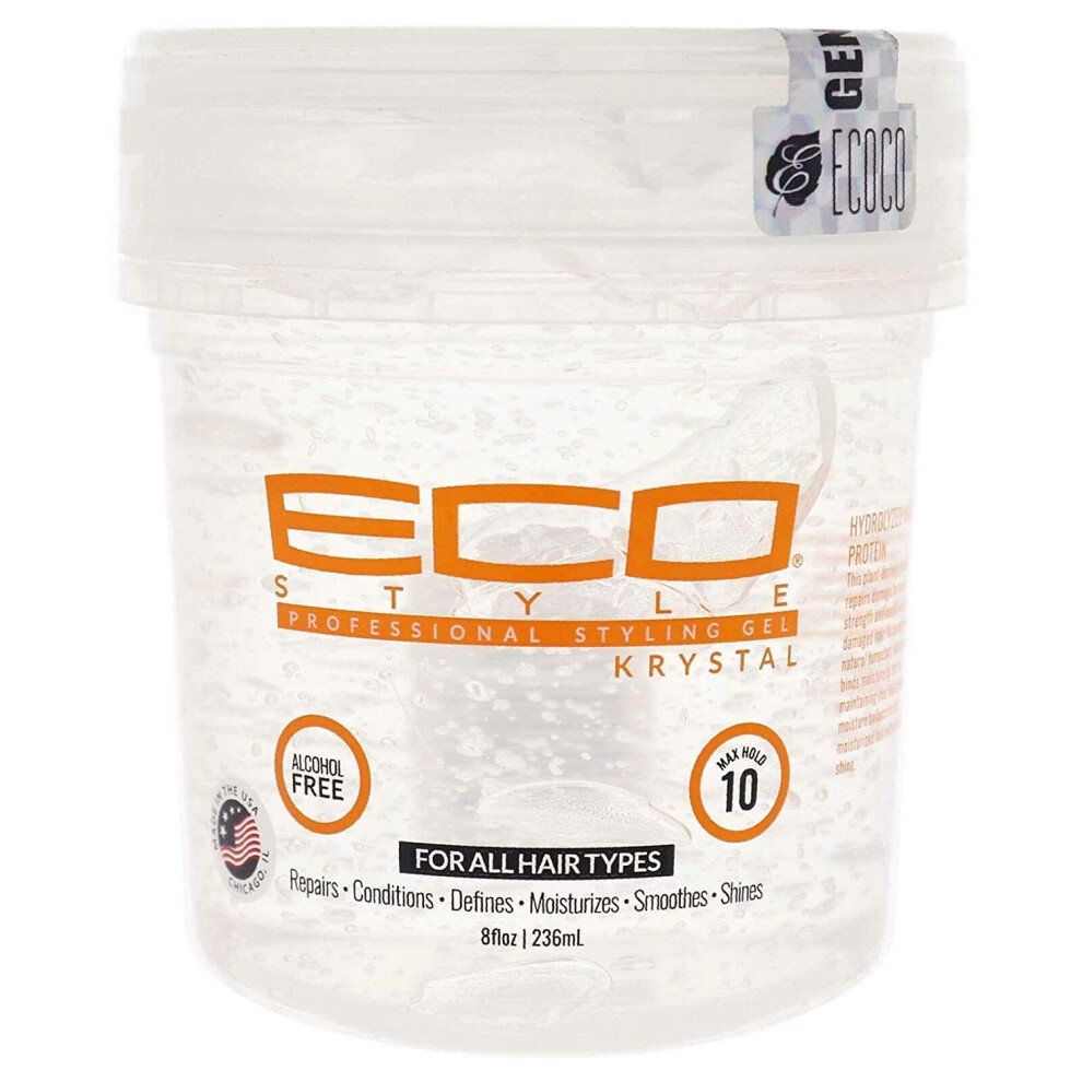 Eco Style Professional Styling Gel Krystal, provides gravity-defying hold moisture throughout each hair strand 8 Ounce