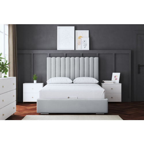 DS Living (Single, Silver) Evangeline Panel Upholstered Bed 2
