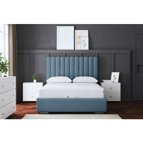 DS Living (Double, Blue) Evangeline Panel Upholstered Bed 2