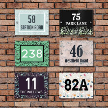 (Style D) Personalised Acrylic Patterned Modern Door Number Plaque, Contemporary Custom Front Door Address Sign