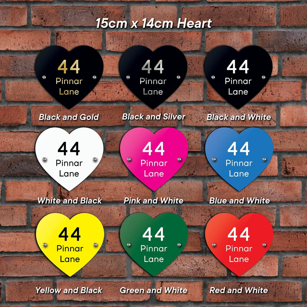 (Heart 15cm x 15cm) Personalised House Sign, Laser Cut, Custom Front Door Acrylic Number Plaque