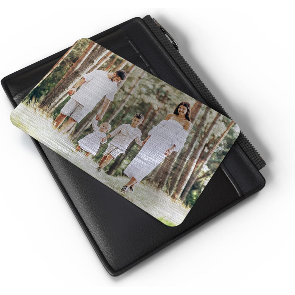 (Landscape Just Photo) Personalised Aluminium Silver Wallet Photo Insert Card, Metal Photo & Message Waller Purse Card, Sentimental Photo Memory Card Keepsake