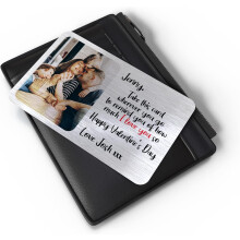 (Half Photo Half Text) Personalised Aluminium Silver Wallet Photo Insert Card, Metal Photo & Message Waller Purse Card, Sentimental Photo Memory Card Keepsake