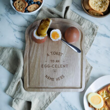 Personalised Custom Name Breakfast Egg Board, A Toast to an Egg-cellent, Unique Christmas, Birthday, Easter, Father's Day, Mother's Day Present Idea