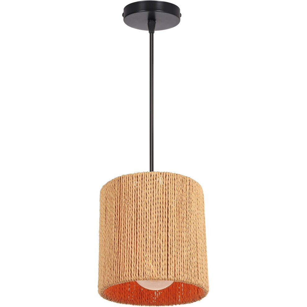 15CM Suspension Luminaire Rétro Lustre Tissé En Corde De Chanvre Suspension Lustre D'Intérieur Abat-Jour En Cage En Métal