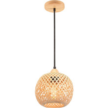 ?20CM Modern Pendant Light Bamboo Weaving Pendant Lamp Bamboo Lampshade Vintage Ceiling Lamp for Restaurant, Living Room, Kitchen, Cafe