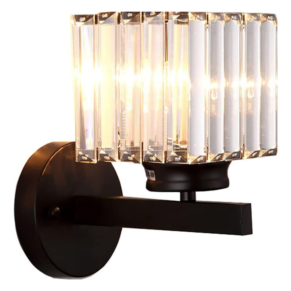 Modern Wall Light Lamp Retro Wall Sconce Crystal Wall Light Retro Glass Wall Lamp for Hallway Kitchen Black E27