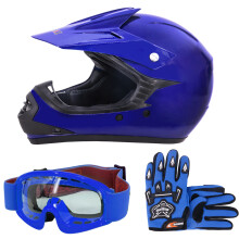 (Blue, S) ZORAX X15 Motorbike Helmet Kids Motorcycle Motocross Karting Gloves Goggles