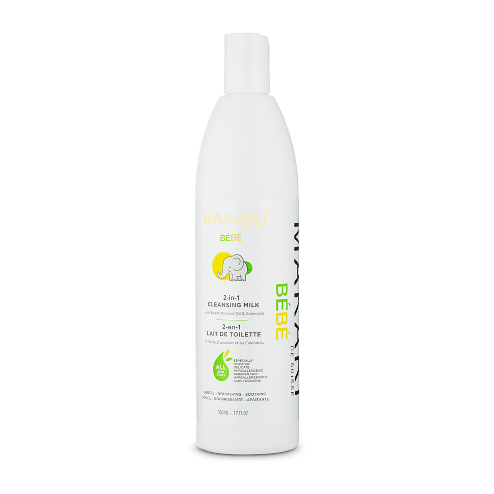 Makari Baby Cleansing Milk - Baby Body Wash and Lotion with Sweet Almond Oil and Calendula Extract - Hypoallergenic Body Wash and Body Lotion - 17 oz