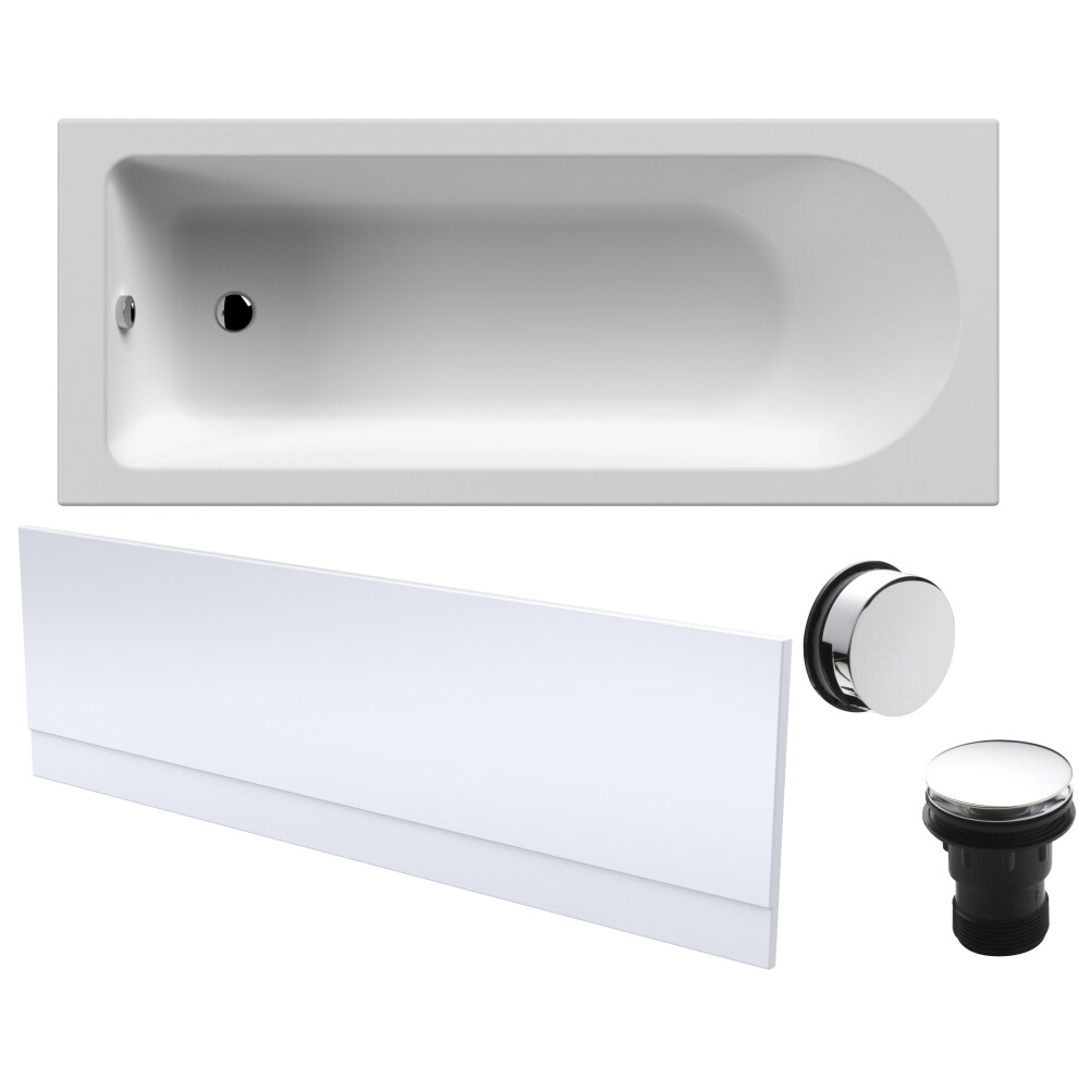 Round Single Ended Bath, Front Panel and Chrome Waste - 1700 x 700mm