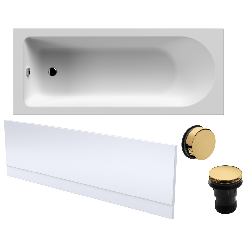Round 1700mm Shower Bath Set – Front Bath Panel & Brushed Brass Waste