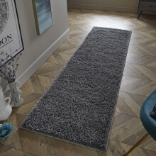 (Charcoal Grey, Runner 67x200 cm (2'2"x6'7")) Larissa Washable Shaggy Rug for Living Room Kitchen Soft Plain Non-Slip Rug