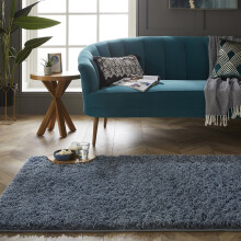 (Blue, Small 80x120 cm (2'6"x4')) Larissa Washable Shaggy Rug for Living Room Kitchen Soft Plain Non-Slip Rug