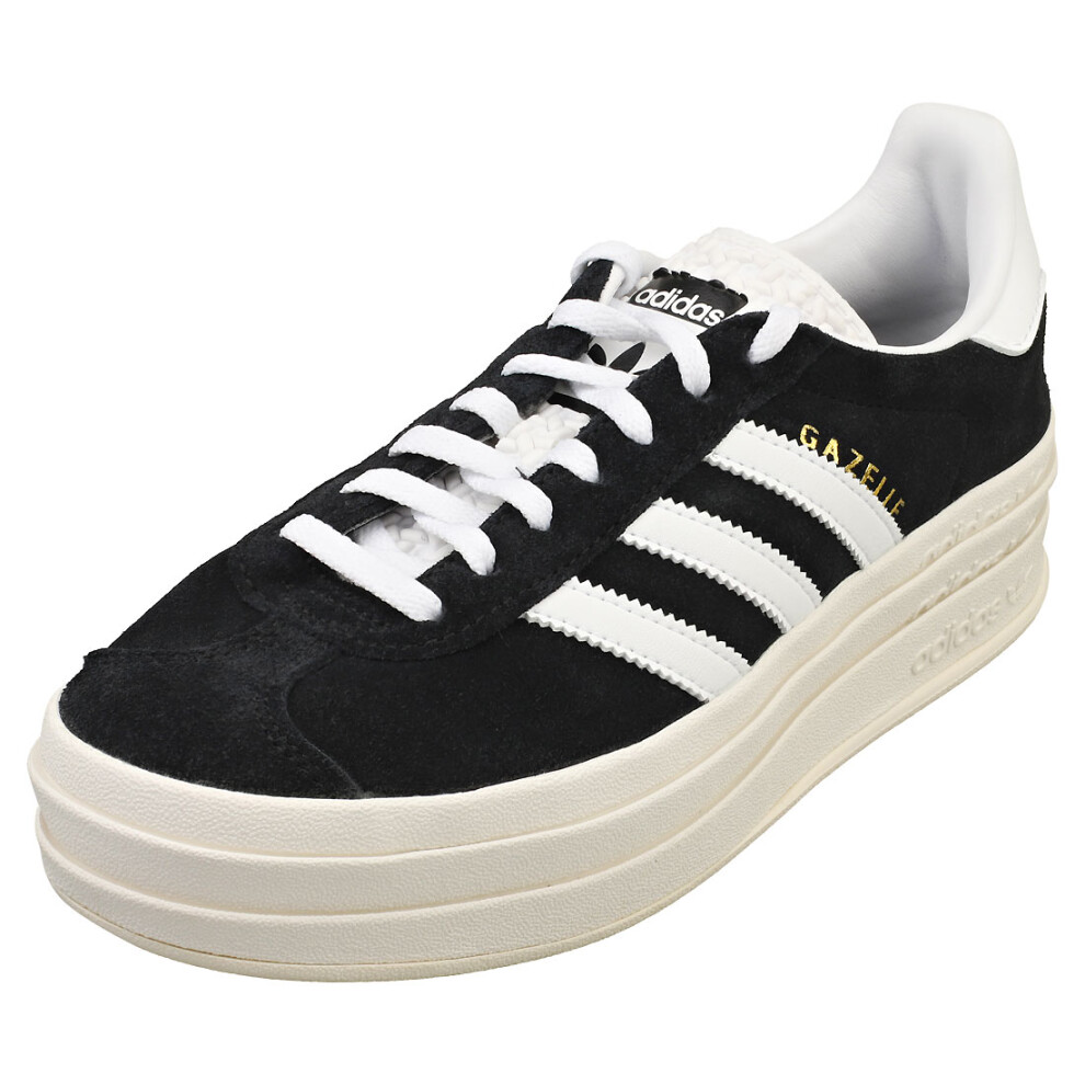 Adidas (3.5) Gazelle Bold Womens Fashion Trainers In White Black
