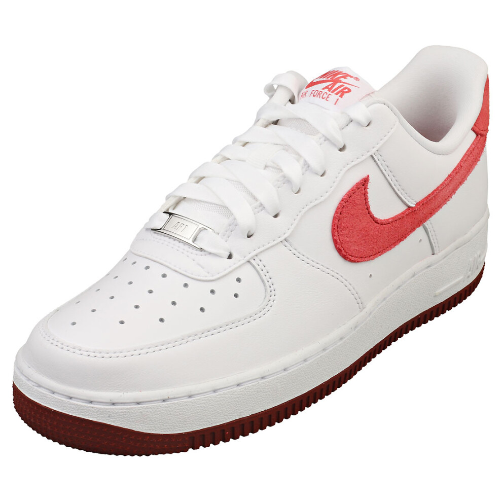 (8) Nike Air Force 1 07 Womens Fashion Trainers in White Red