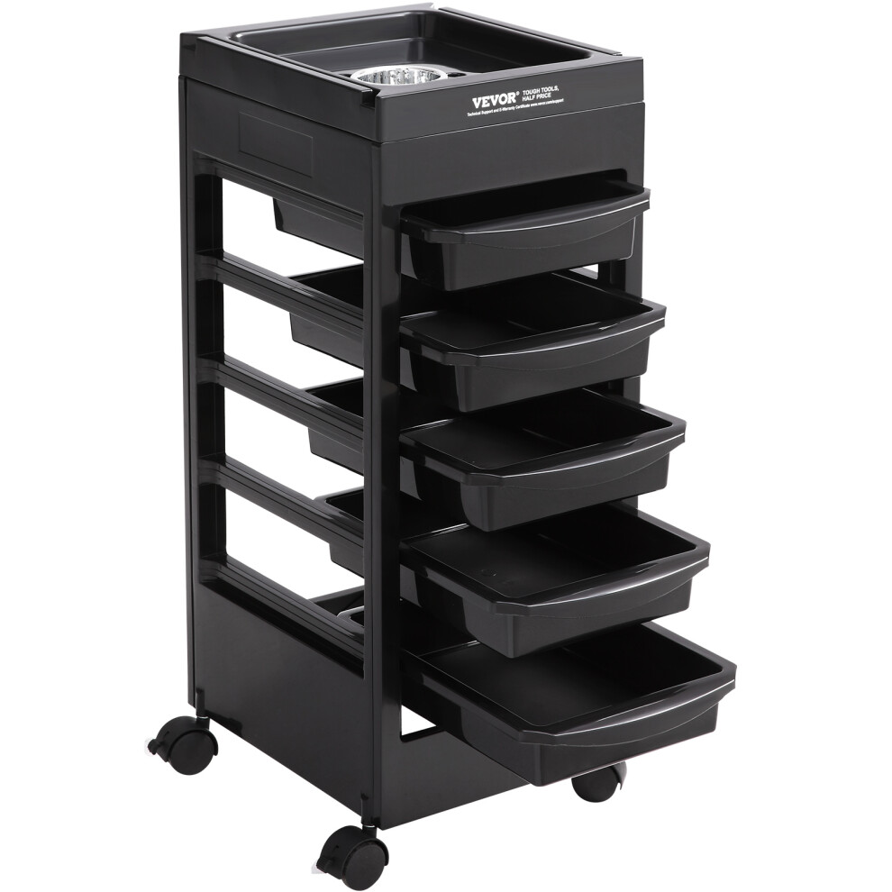 (black 5 Drawer, Plastic) VEVOR Ultimate Salon Trolley Cart Lockable Beauty Salon Cart & Drawers  Wheel