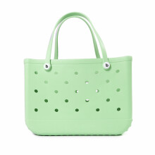 (green) Solid Fashion Hole Durable Waterproof Beach Bag Fashion Rubber Handbag