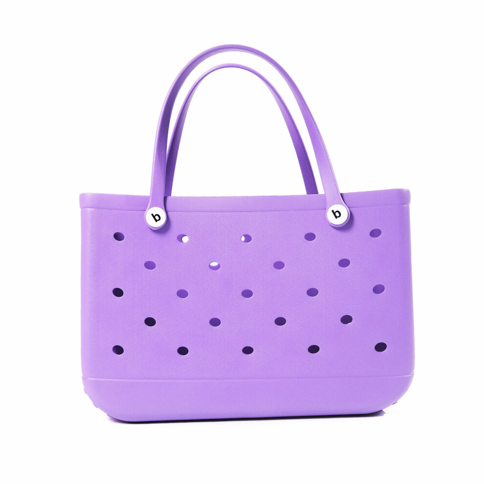 (purple) Solid Fashion Hole Durable Waterproof Beach Bag Fashion Rubber Handbag