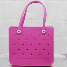 (rose) Solid Fashion Hole Durable Waterproof Beach Bag Fashion Rubber Handbag
