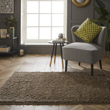(Chocolate Brown, Small 80x120 cm (2'6"x4')) Larissa Washable Shaggy Rug for Living Room Kitchen Soft Plain Non-Slip Rug