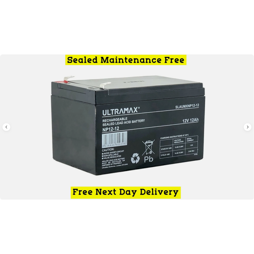 ULTRAMAX NP12-12 Ultramax 12v 12Ah Lead Acid Battery