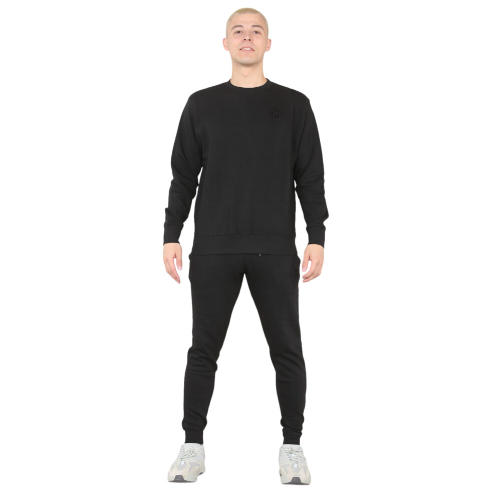 (Black, S) MYT Mens Crewneck Tracksuit Set