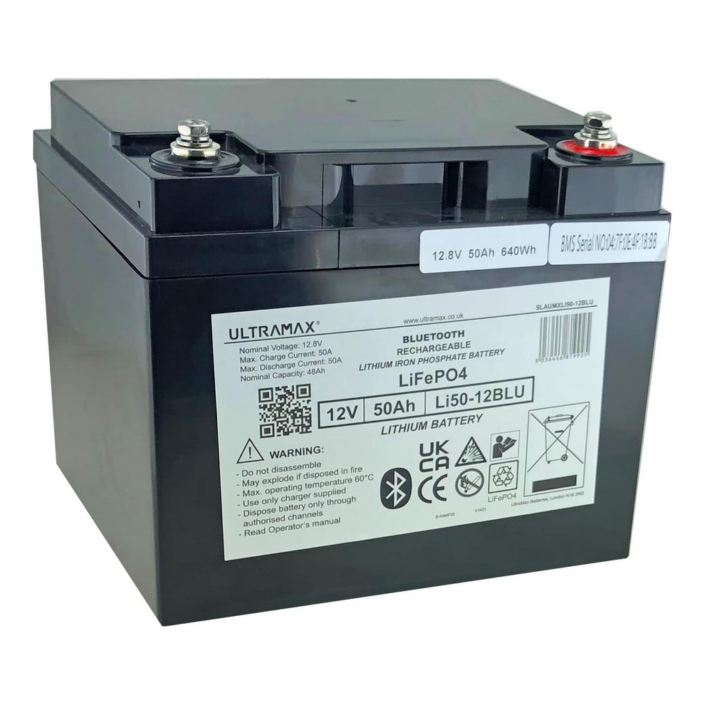 Ultramax Li50-12Blu, 12V 50Ah Lithium Lifepo4 Battery With Bluetooth 5036446816665