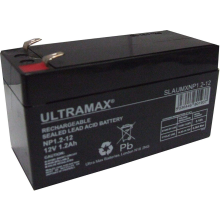 Ultramax NP1.2-12 SLAUMXNP1.2-12 12V 1.2Ah Sealed Lead-Acid Battery for Alarm Panels, Children's Toys & Torches (Pre-Charged, 4.8mm Spade)