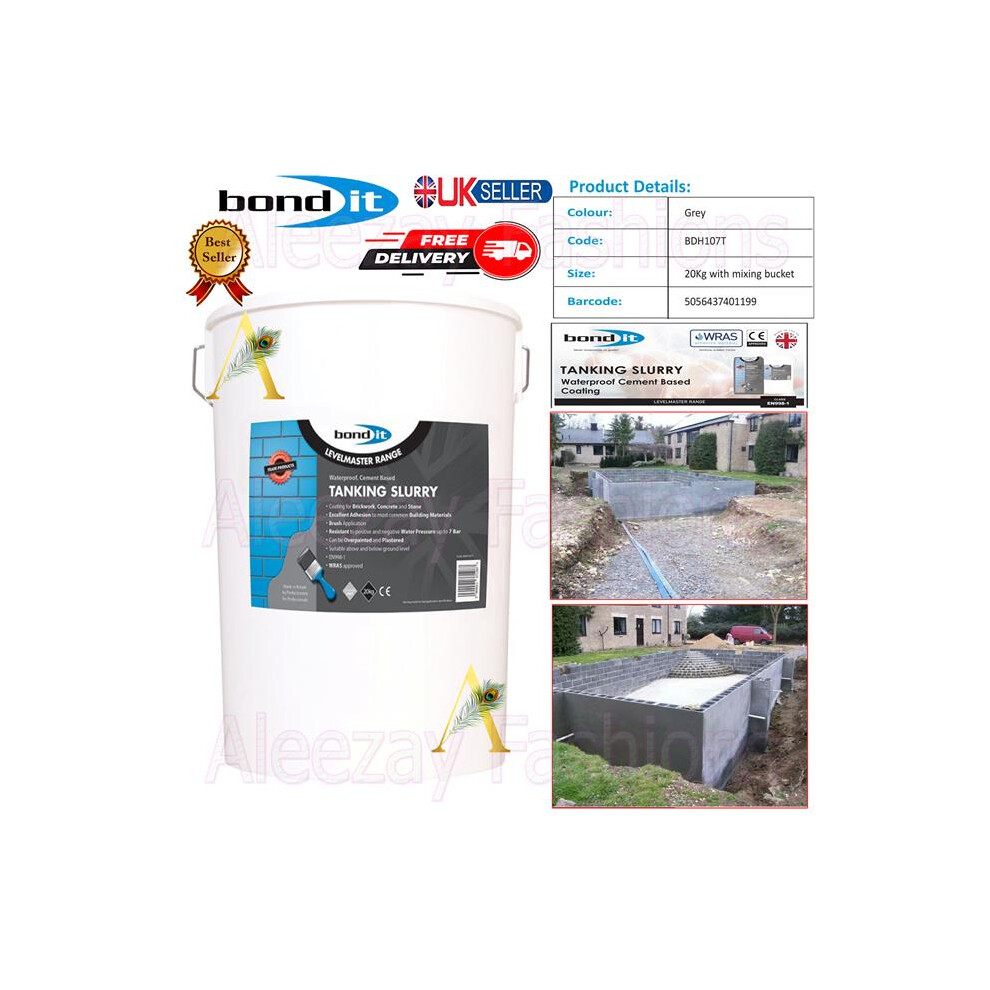 Bond It Tanking Slurry Waterproofing & Damp Proofing Tub 20Kg Grey 5056437401199