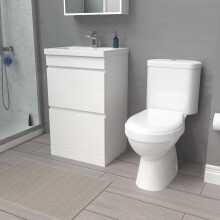 Nes Home 500mm 2 Drawers White Basin Vanity Unit & Close Coupled Toilet