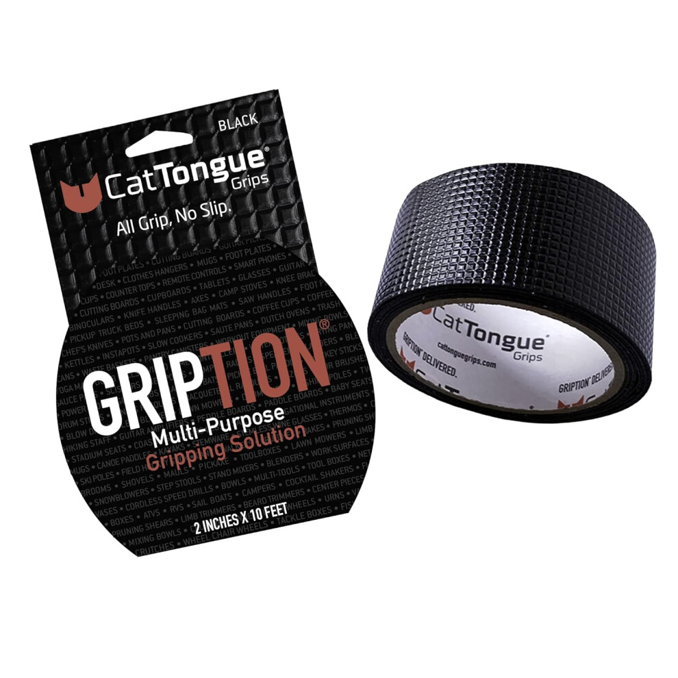 (1 Roll) CATTONGUE GRIPS Gription Roll: 2 in. x 10 ft Black