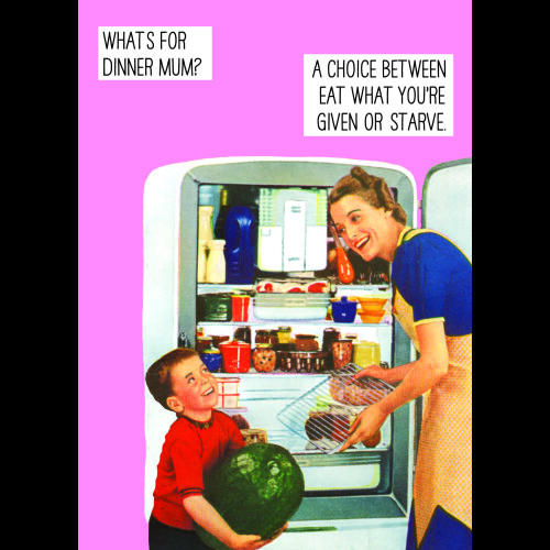 Scribbler What's For Dinner Mum? Retro Funny Greeting Card