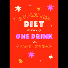 Scribbler Balanced Diet Means One Drink In Each Hand Funny Greeting Card