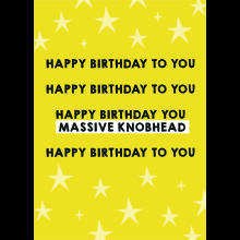 Scribbler Happy Birthday To You Massive Knobhead Funny Birthday Card