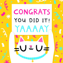 Scribbler Cat Congrats You Did It Purrfectly YAAAAY Fun Congratulations Greeting Card