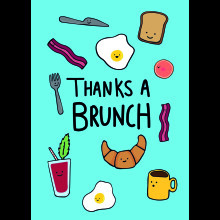 Scribbler Thanks A Brunch Breakfast Feast Funny Thank You Greeting Card